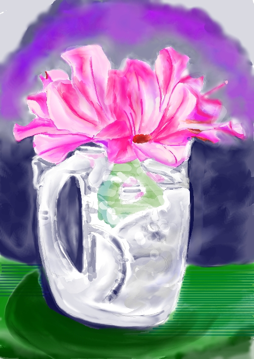 1204ガラスに生けたつつじ