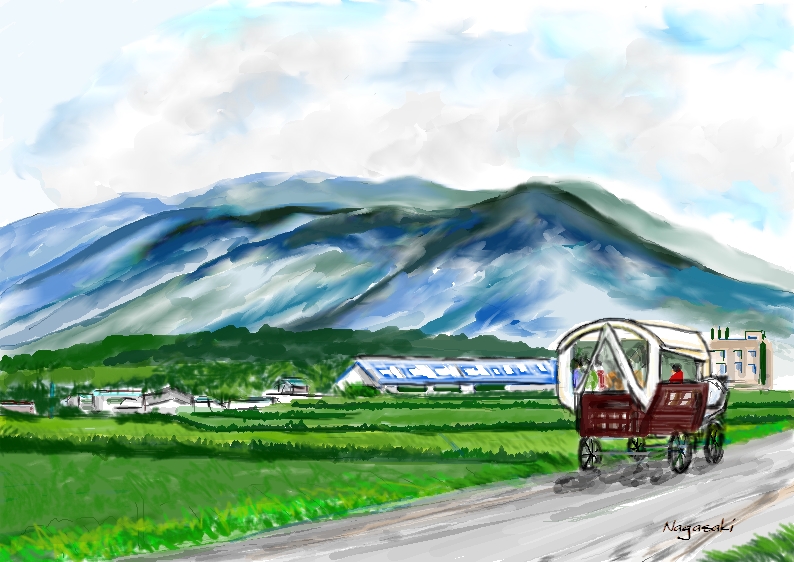 1307由布岳と馬車